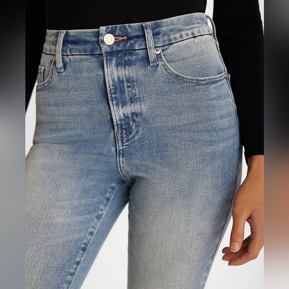 Express High Waisted Medium Wash Raw Hem FlexX Skinny Jeans - Picture 6 of 6